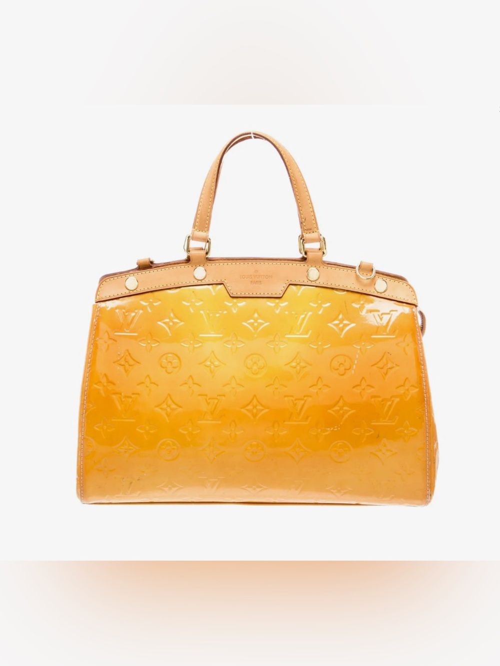Louis Vuitton Yellow-Orange Amber Gold Vernis Monogram Satchel